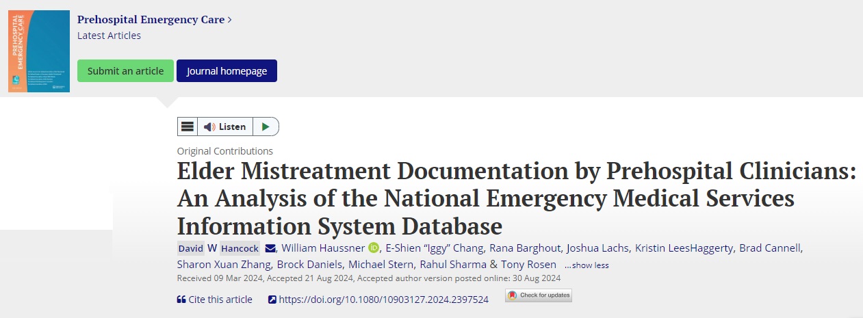 Prehospital Emergency Care manuscript screenshot