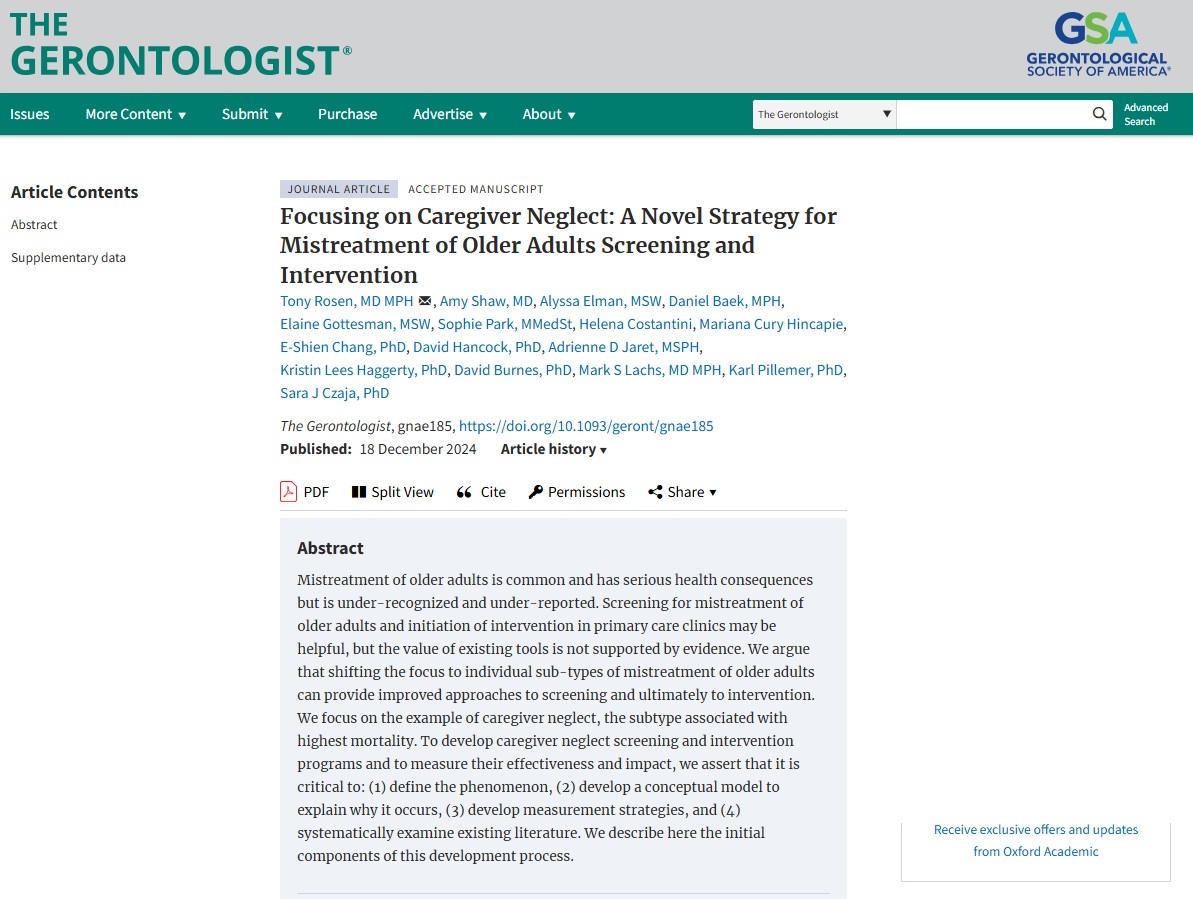 Focusing on Caregiver Neglect